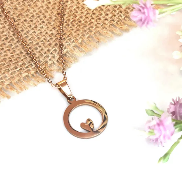 HEART IN CIRCLE NECKLACE, ROSE GOLD