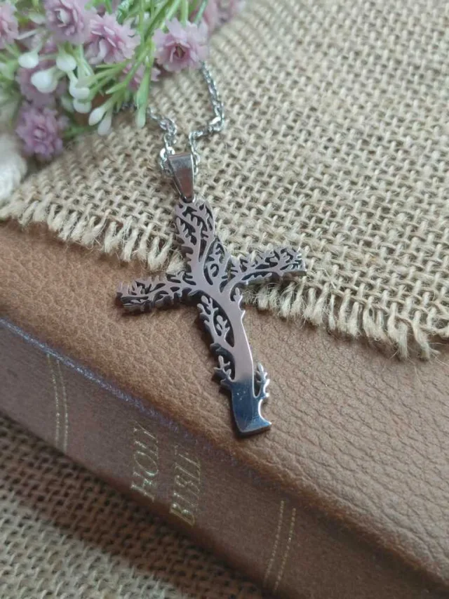 TREE CUTOUT CROSS NECKLACE