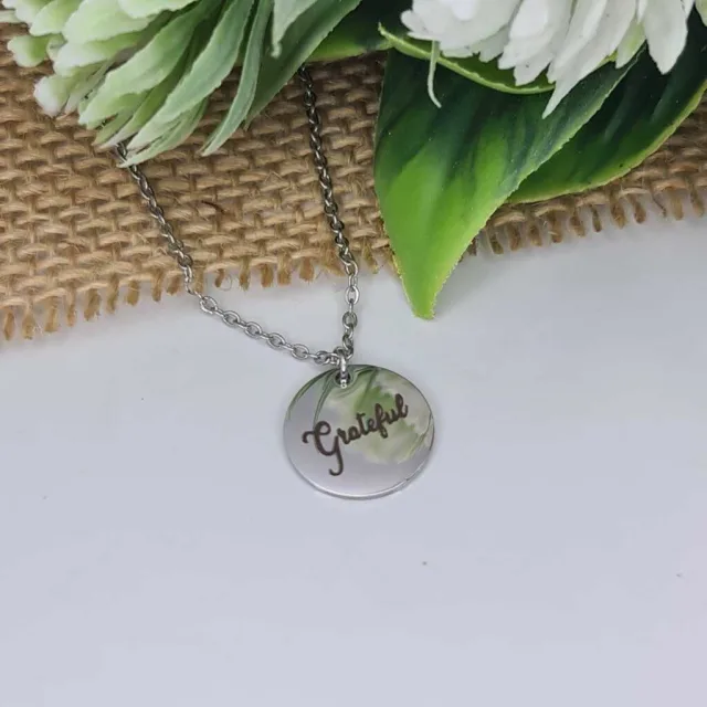 ENGRAVED DISC NECKLACE, GRATEFUL
