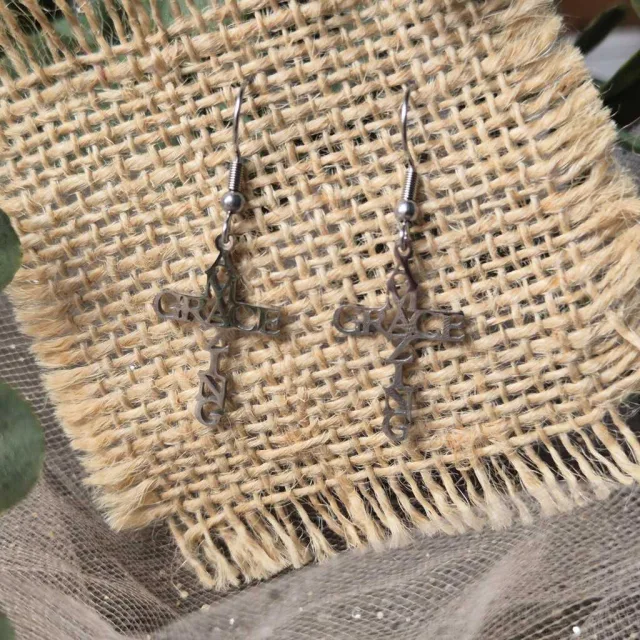 AMAZING GRACE CROSS DROP EARRINGS