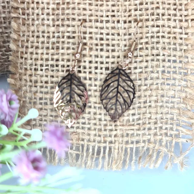 LEAF EARRINGS, ROSE GOLD