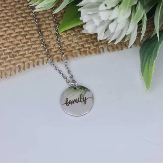 ENGRAVED DISC NECKLACE, FAMILY