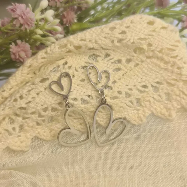 DOUBLE HEART DROP EARRINGS