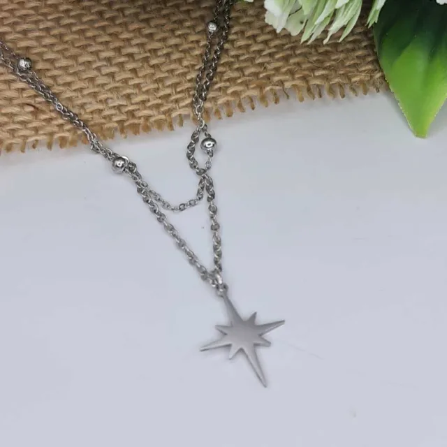 STAR OF BETHLEHEM NECKLACE, DOUBLE CHAIN