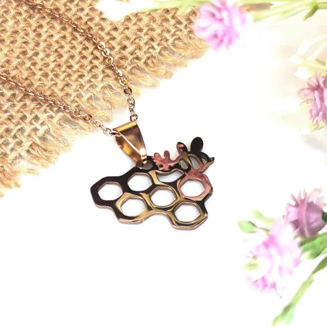 BEEHIVE NECKLACE, ROSE GOLD