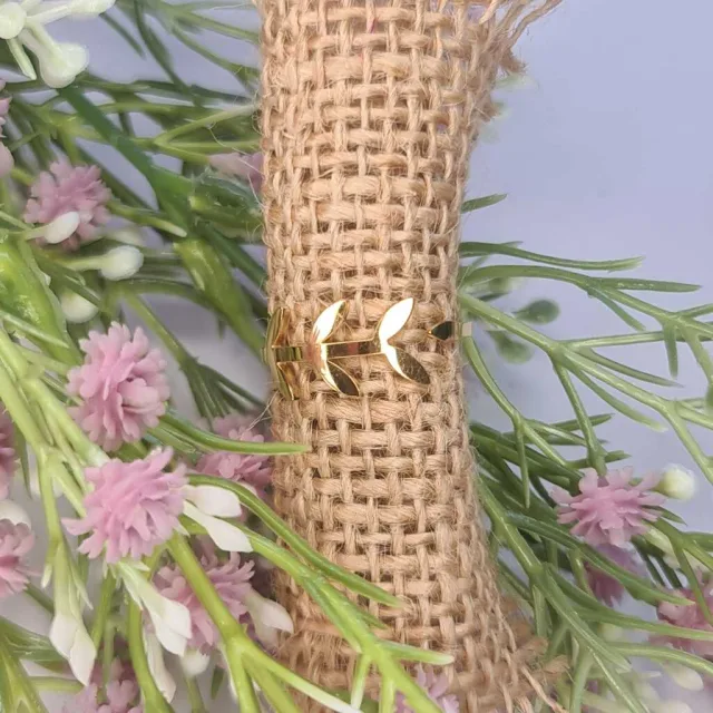 OLIVE BRANCH RING, ADJUSTABLE, GOLD