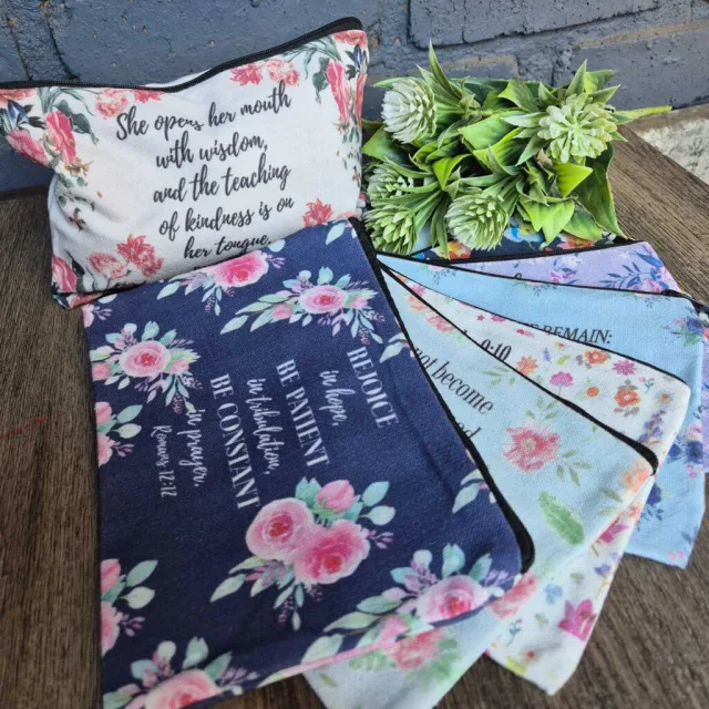 FLOWERS MAKE - UP / PENCIL BAG, ASS. SCRIPTURES