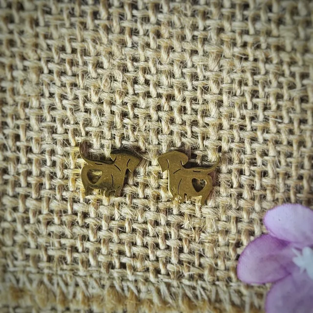 WIENER DOG STUD EARRINGS GOLD
