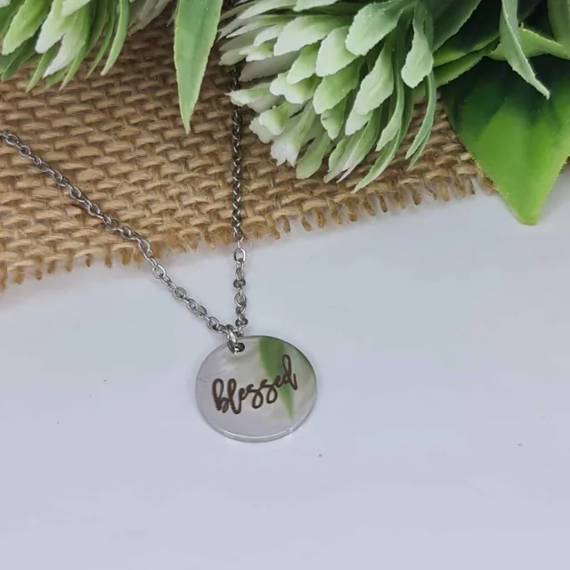 ENGRAVED DISC NECKLACE, BLESSED