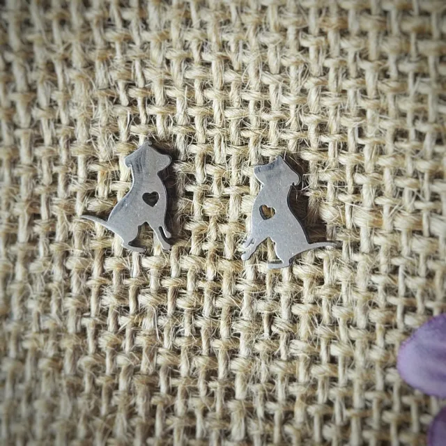 DOG WITH HEART STUD EARRINGS