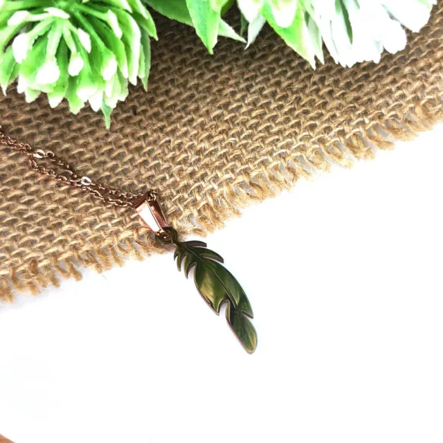 FEATHER NECKLACE, ROSE GOLD