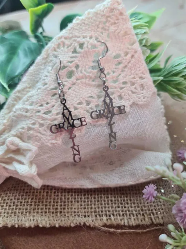 AMAZING GRACE CROSS EARRINGS