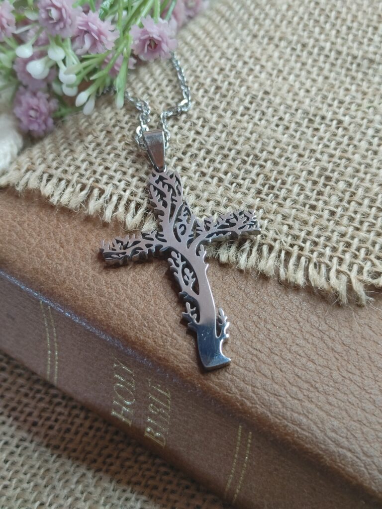 TREE CUTOUT CROSS NECKLACE
