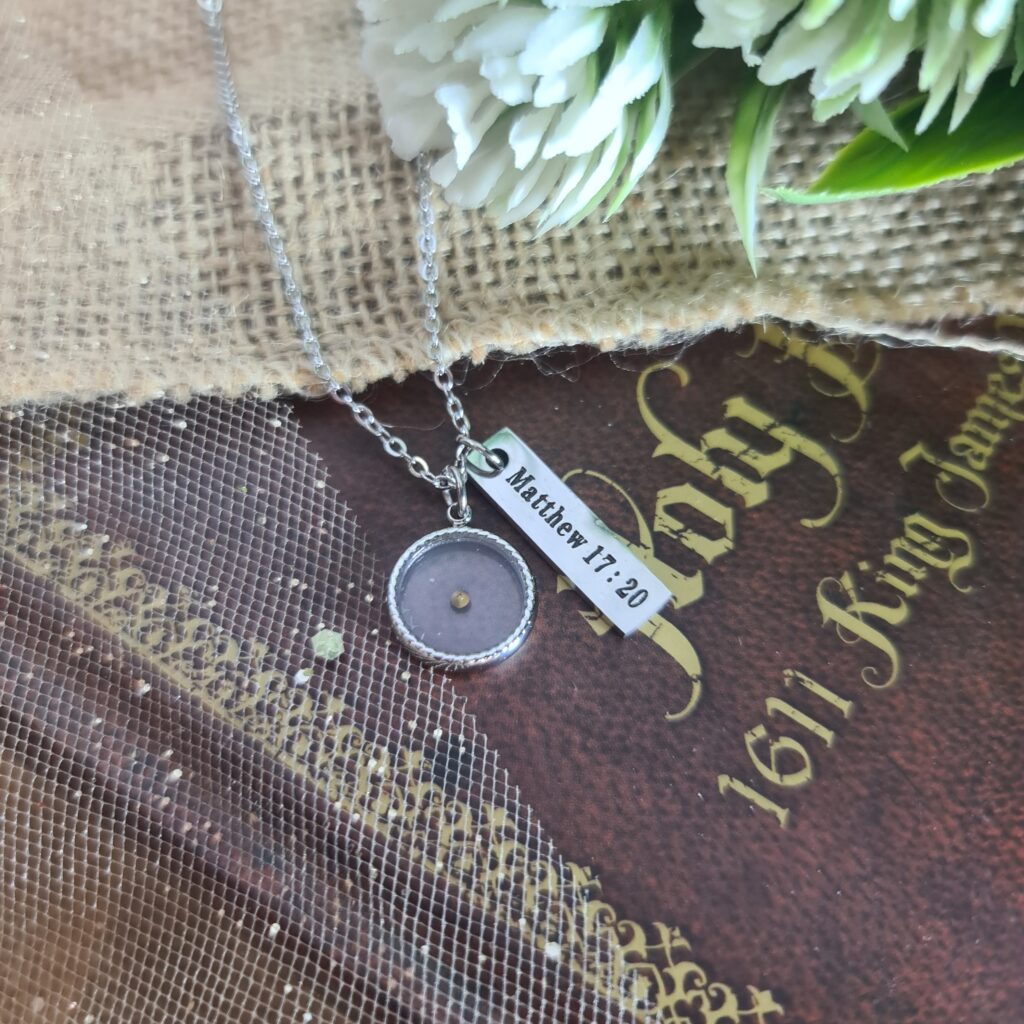 MUSTARD SEED & SCRIPTURE NECKLACE, ROUND