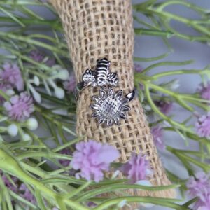 SUNFLOWER & BEE RING, ADJUSTABLE