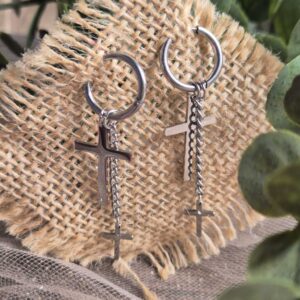 DOUBLE CROSS DROP EARRINGS