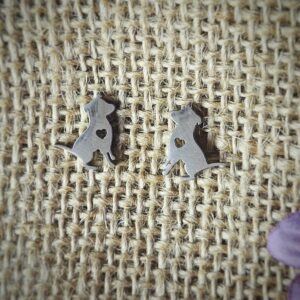 DOG WITH HEART STUD EARRINGS